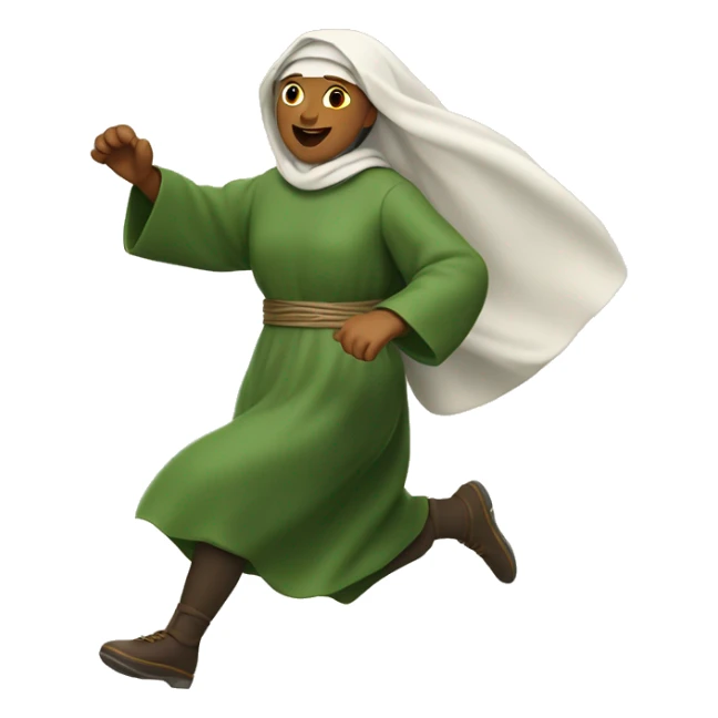 saint brigid running, with a large stride and arms outstretched sticker