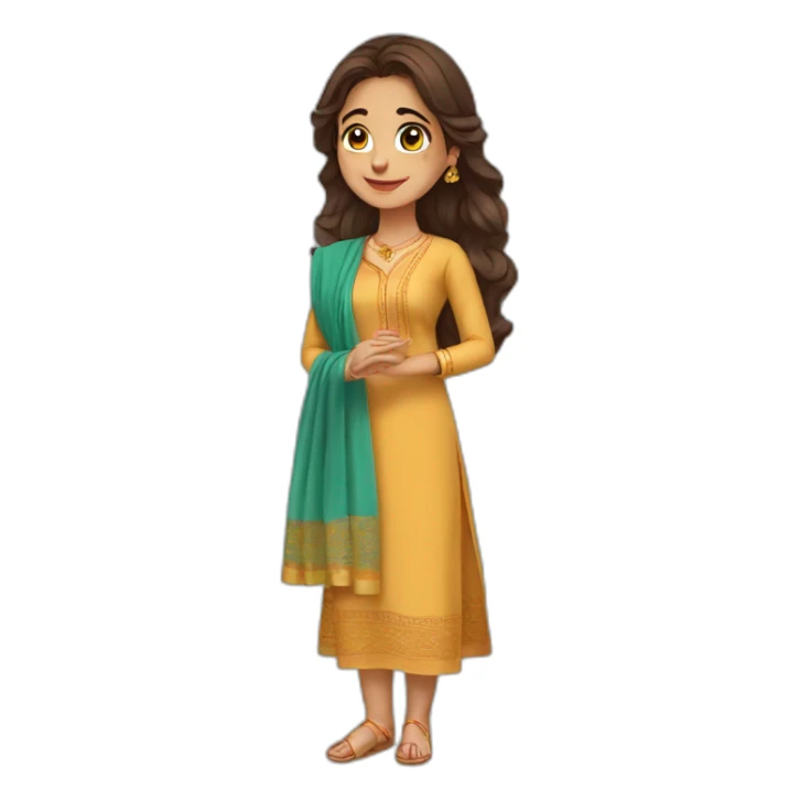 cute women in kurti dupatta sticker