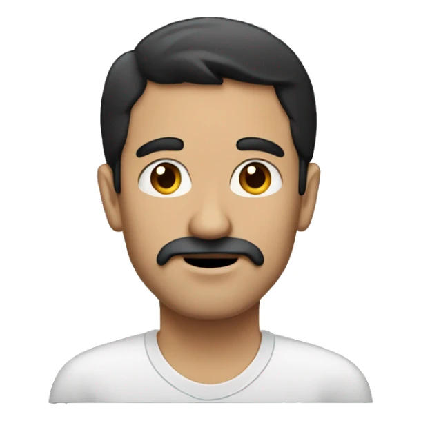 dark hair dark eyes man with short mustache on a laptop sticker