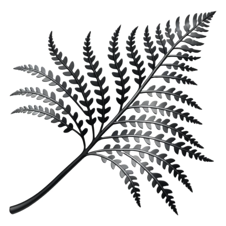 Black and silver filigree fern leaf, 3D, extremely detailed design sticker
