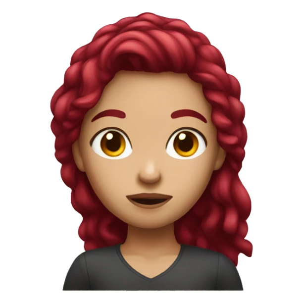 cherry dark red hair girl light skin shaking her head sticker