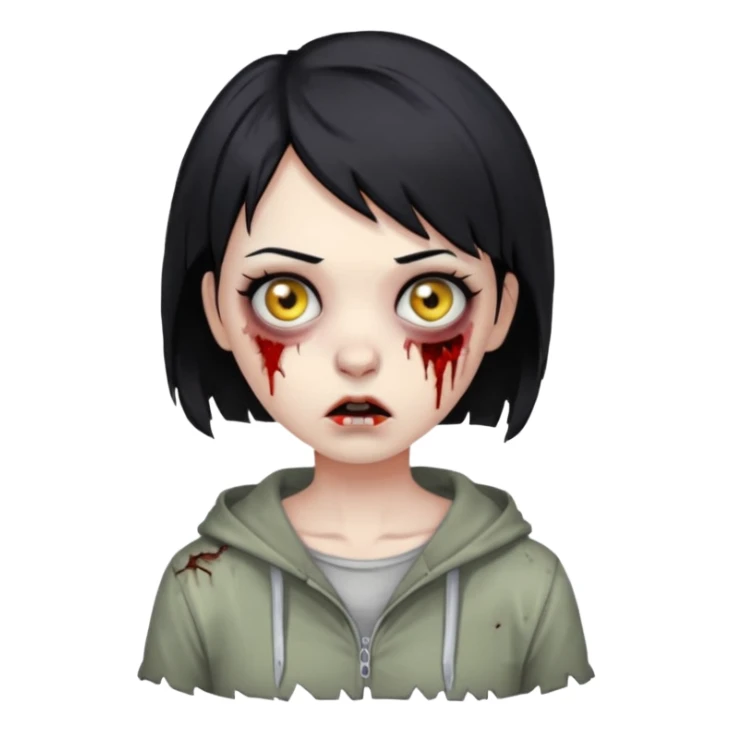 Zombie girl with very short hair sticker