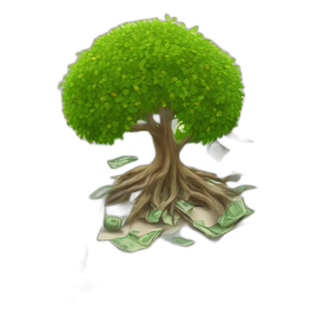 an open book with a money tree coming outside from the middle of the book  sticker