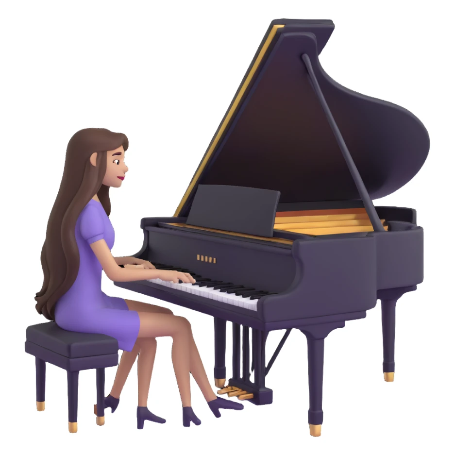 woman with extremely long hair playing the piano sticker