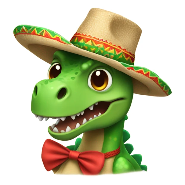 Dinosaur wearing a Mexican hat sticker