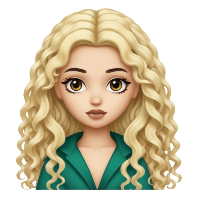 split dye leftside blonde rightside black long curly hair, pretty pale bratz Saudi baddie sticker