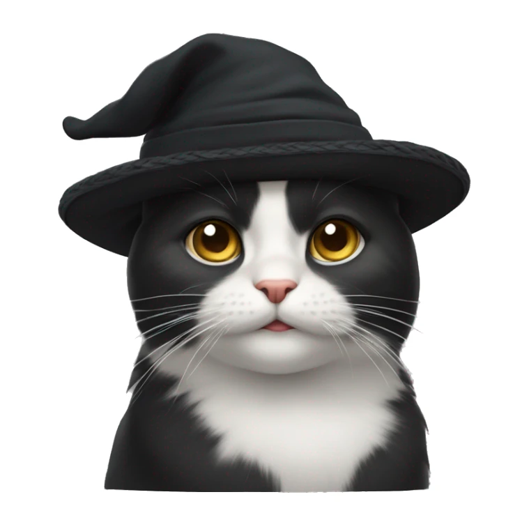 cabeza de gato negro con gorro de bruja sticker