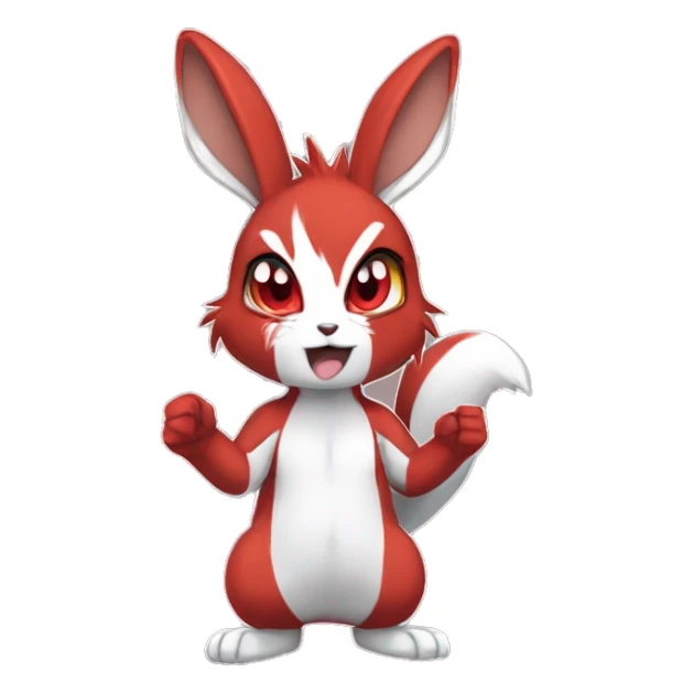 Anthro Sona Angry Edgy Fakemon Full Body Red Rabbit Squirrel Chibi Cute  sticker