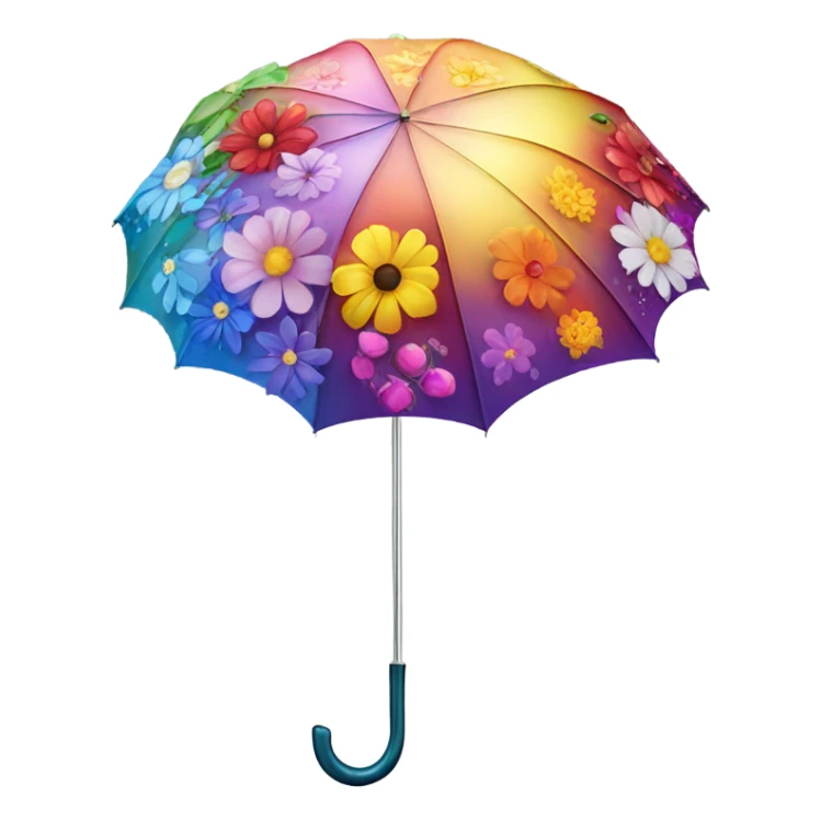 Large umbrella made of flowers with dew drops and handle sticker