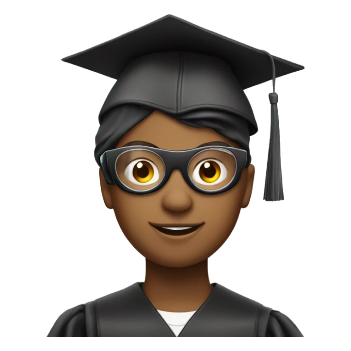 a young boy with graduation hat circle goggles and a phone sticker