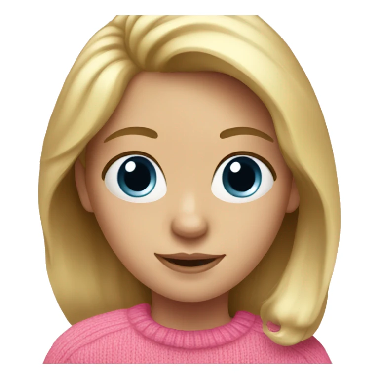 girl with blond hair, pink sweater, ipad sticker