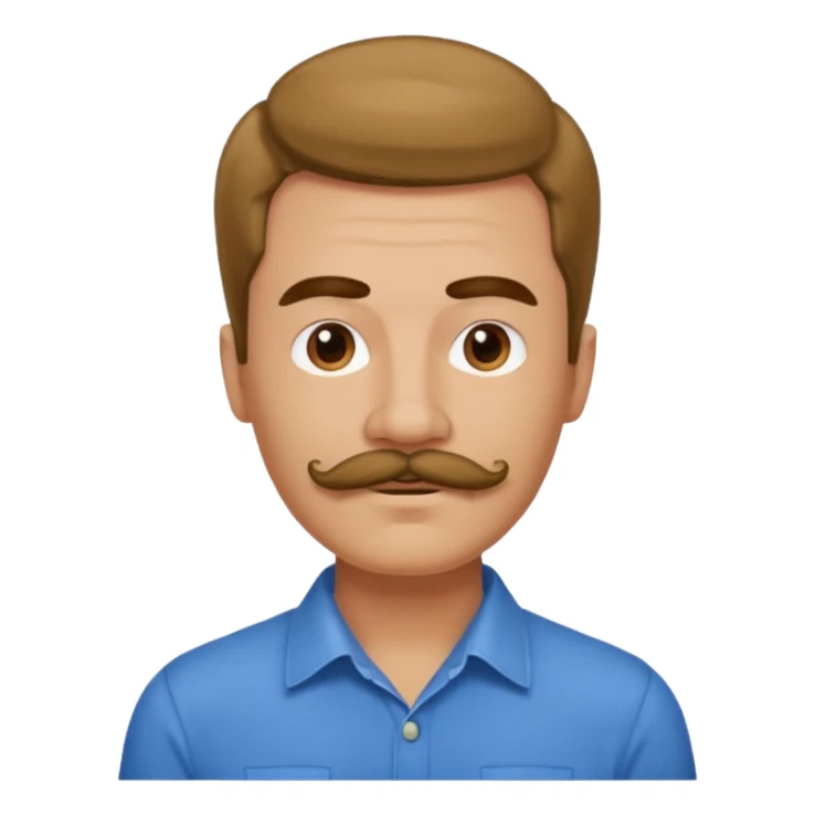 mustached man with hair till the neck and colored shirt sticker