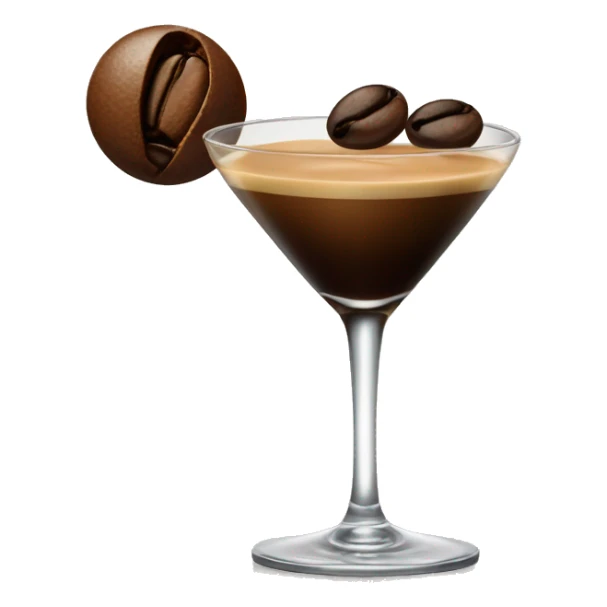 Espresso martini with one coffee bean as garnish sticker