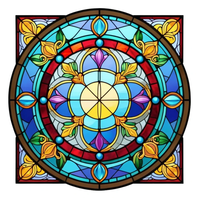 stained glass window pane, colorful sticker