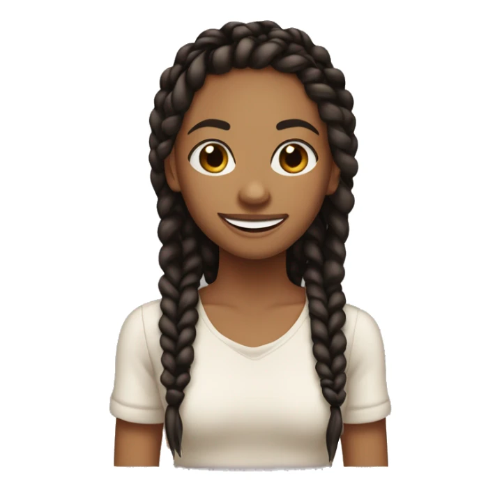 light brown girl with black knotless braids smiling very hard sticker