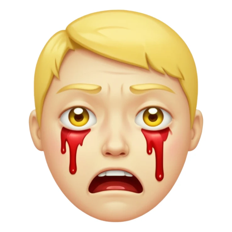 make me an emojiof a yellow face crying blood. sticker