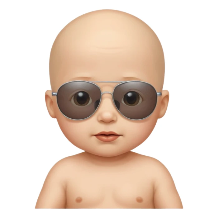 bald baby with sunglasses sticker
