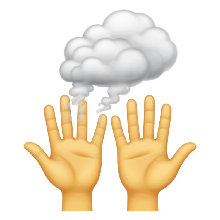 cartoon hands popping out of misty smoke sticker