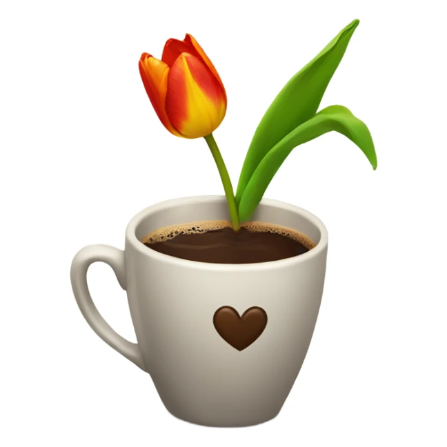 coffee with a tulip late art sticker