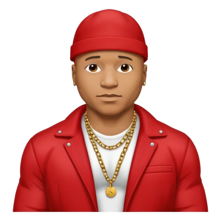 LL Cool J shirtless with necklace, red jacket sticker