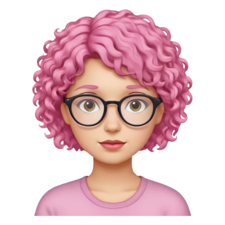 girl with glasses and curly pink short hair sticker