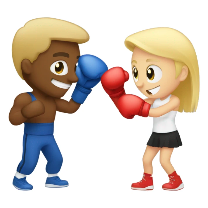 A man and a blond girl boxing sticker