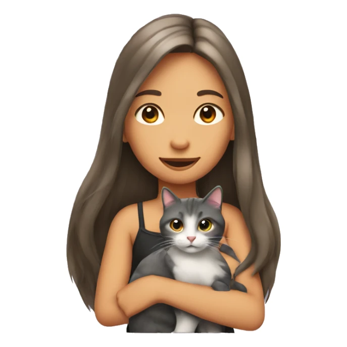 Long hair girl holding a cat  sticker