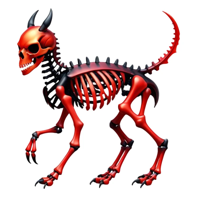 A black and red gradient epic shiny cool edgy skeletal animal, full body sticker
