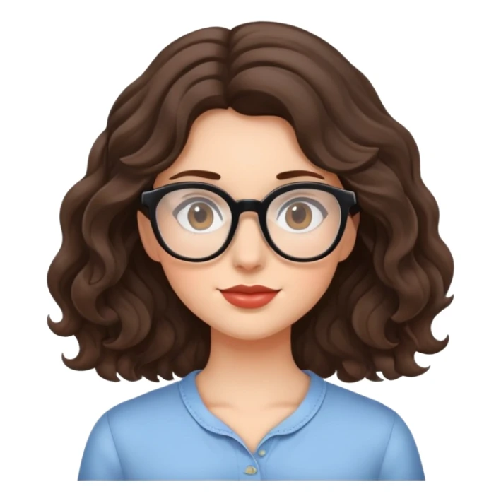 Brunette girl with wavy hair and glasses sticker