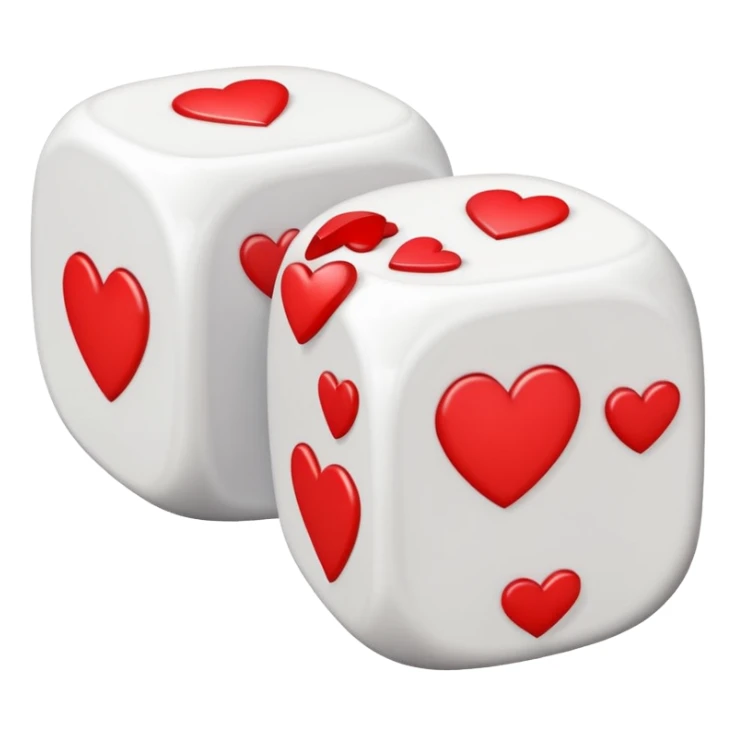 two dices in with red heart details sticker