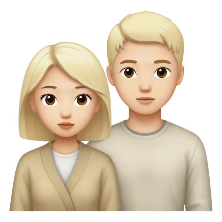 Asian girl and white blonde boy sticker