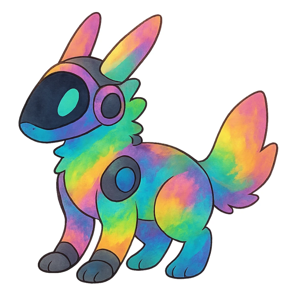 exotic tropical iridescent colorful nebula rainbow gradients cyber-Protogen-Fakémon-Pokémon sticker