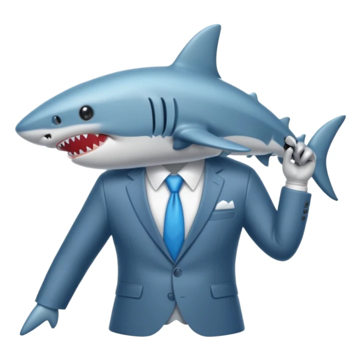 draw a vacuum sealed shark wearing a suit sticker