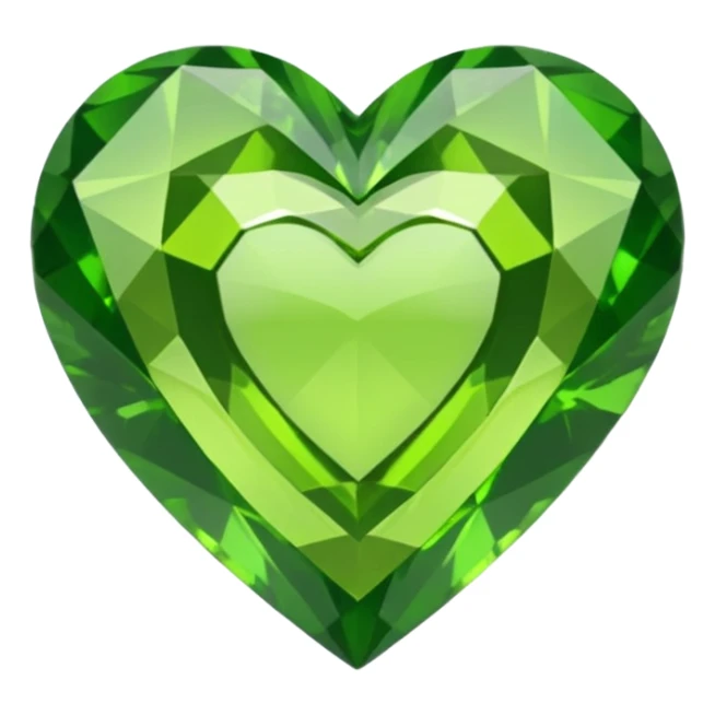 green heart looking ios but like a gemstone with sharp outlines and shiny the color is more like lime sticker