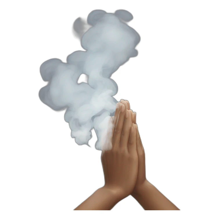 hands in prayer with smoke rising from the fingertiops sticker