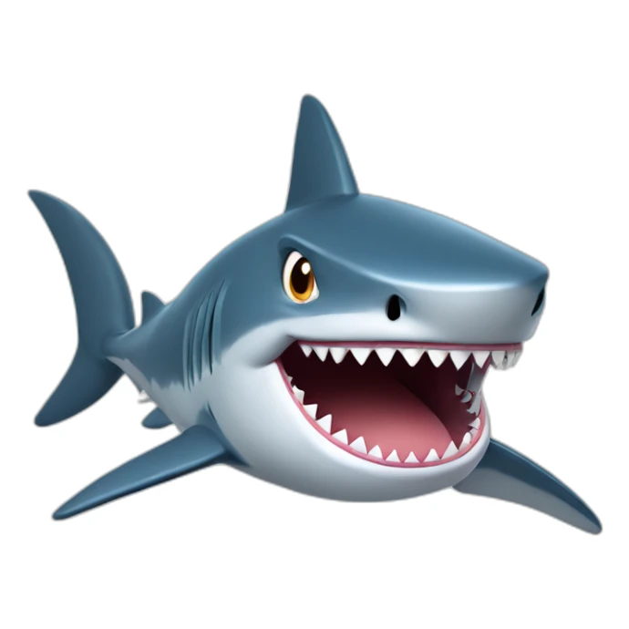 cartoon shark standing with a camo cap on its head sticker