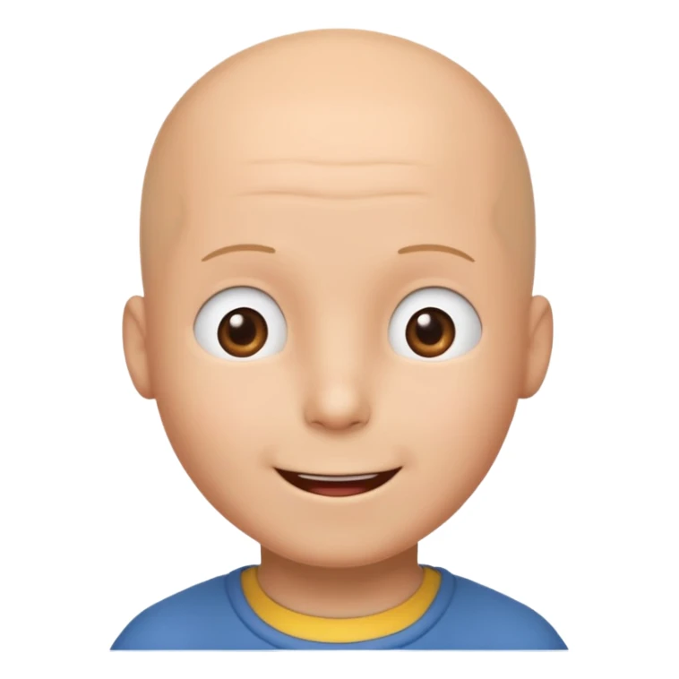 GoAnimate style emoji of Caillou, simple cartoon look sticker