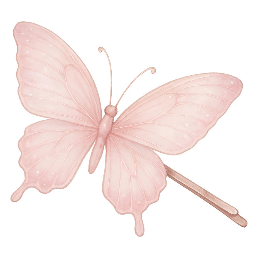 pink butterfly hairpin, soft and dreamy sticker