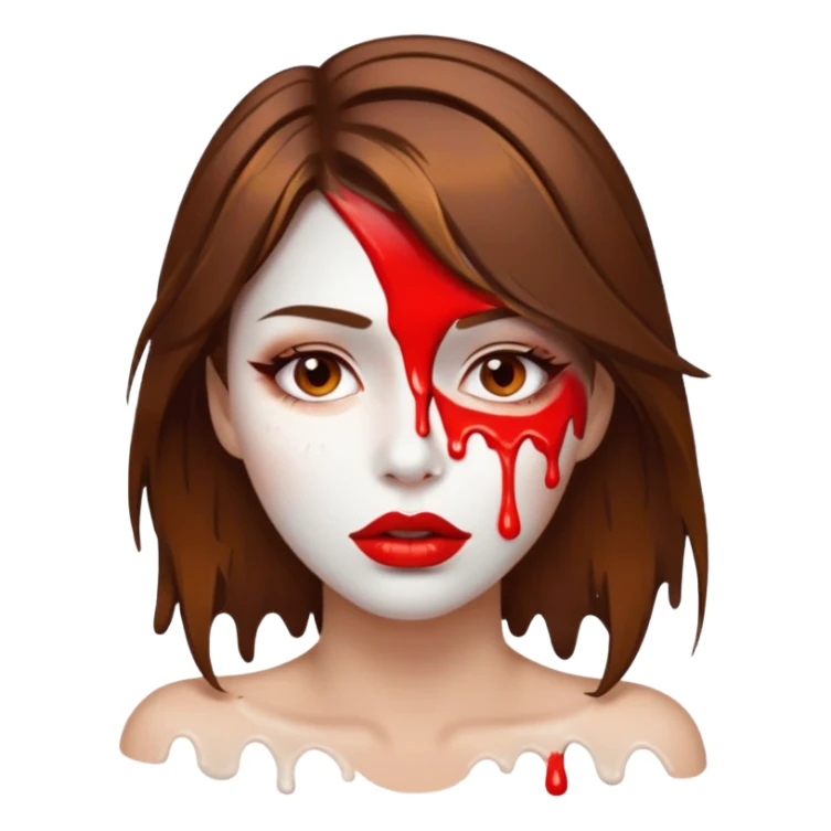 Brown Hair, Woman, white paint drip, face, hot, Sexy, lips sticker