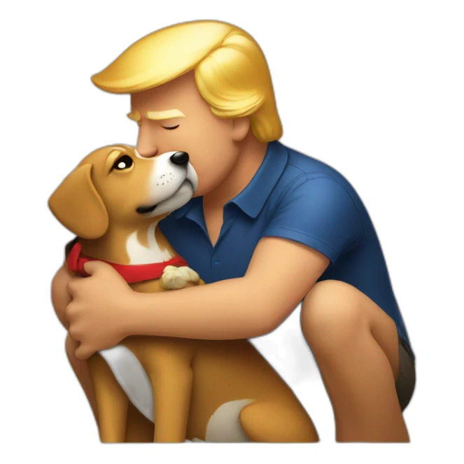 trump kissing a dog sticker
