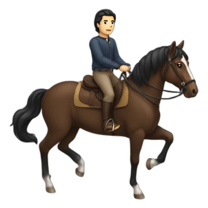 man with dark hair riding horse sticker