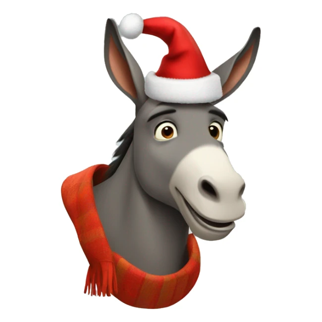 Donkey from Shrek wearing a Christmas hat sticker
