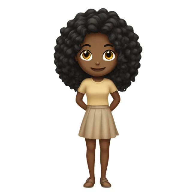 Wheat color girl with black wavy hair sticker
