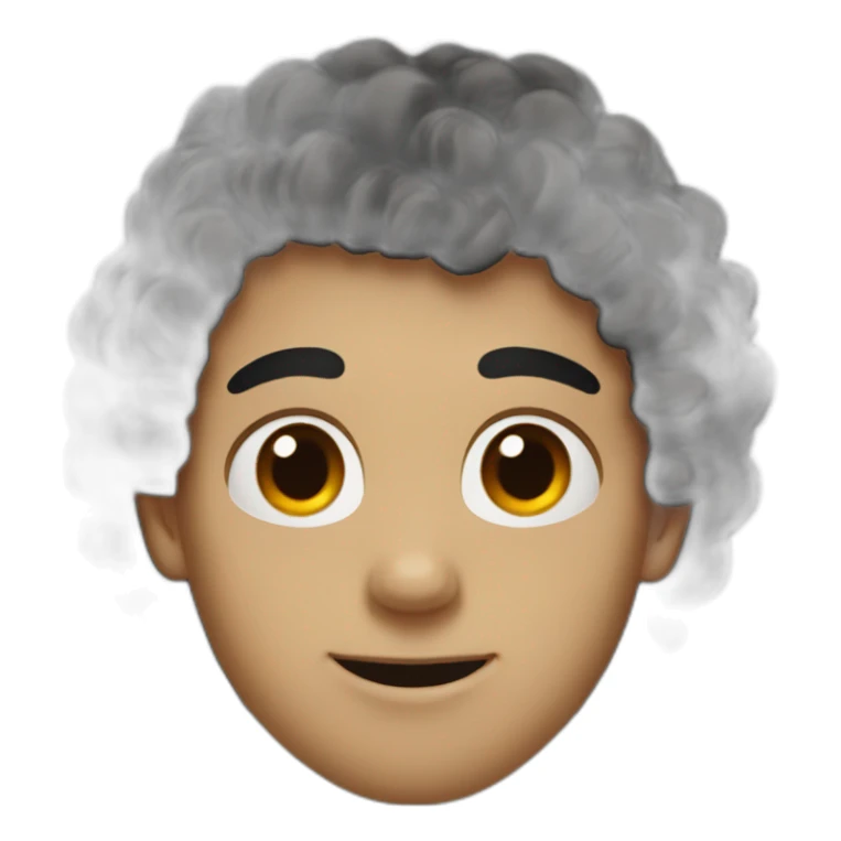 A guy with curly black hair light skin with red eyes sticker