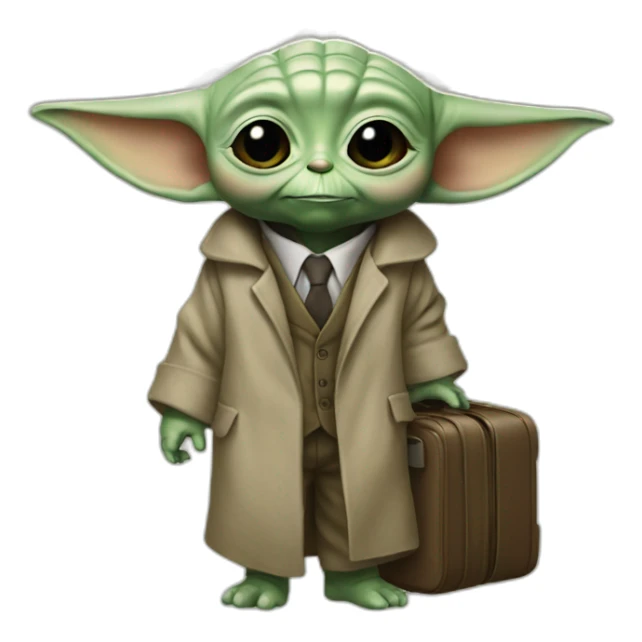 BABY YODA WEARING A SUIT HOLDING A SUITCASE sticker