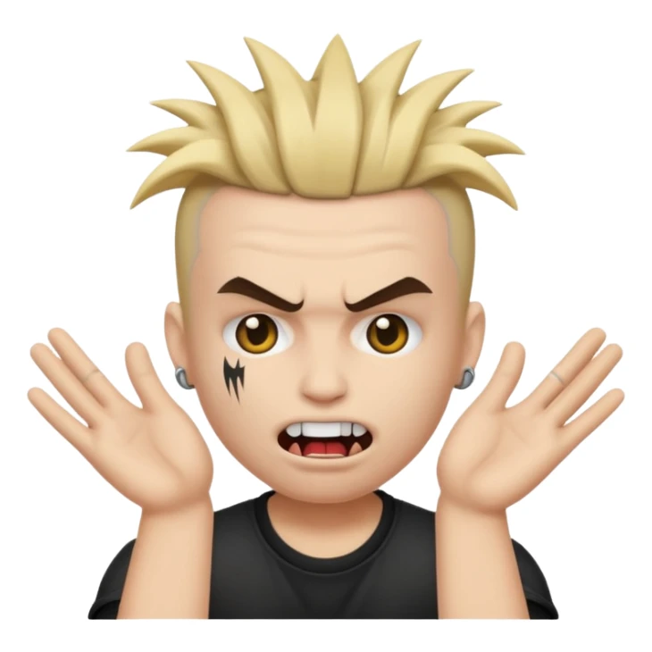 punk emoji, hardcore rock face emoji with hands sticker