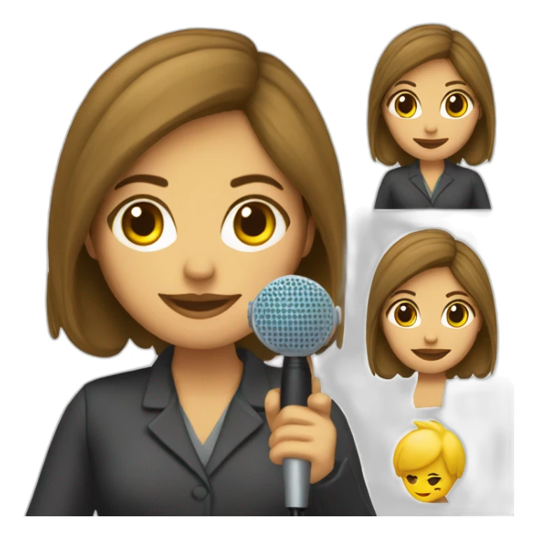 chica periodista blanca con microfono sticker