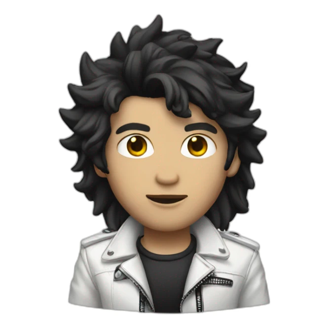 Punk male with white leather jacket with dark hair sticker