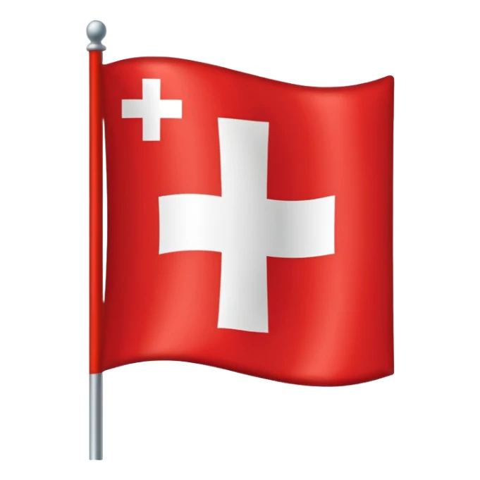 flag of Switzerland, red square with a bold white cross, simple and iconic sticker