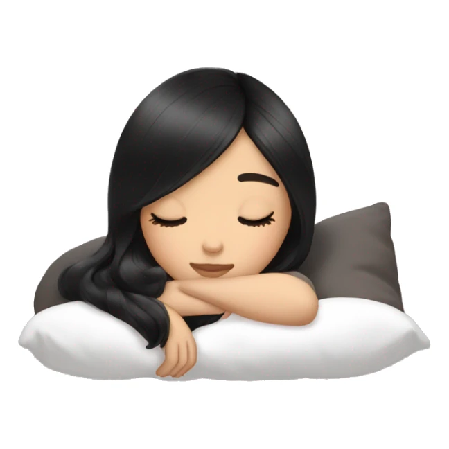 Coquette asian black hair girl sleeping  sticker